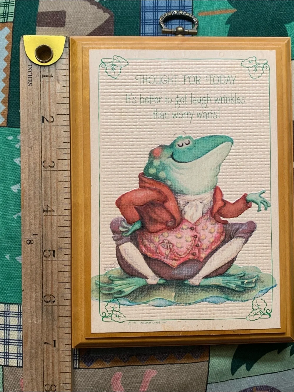 Vintage Hallmark 1981 “Thought for Today” Frog Wooden Wall Hanging